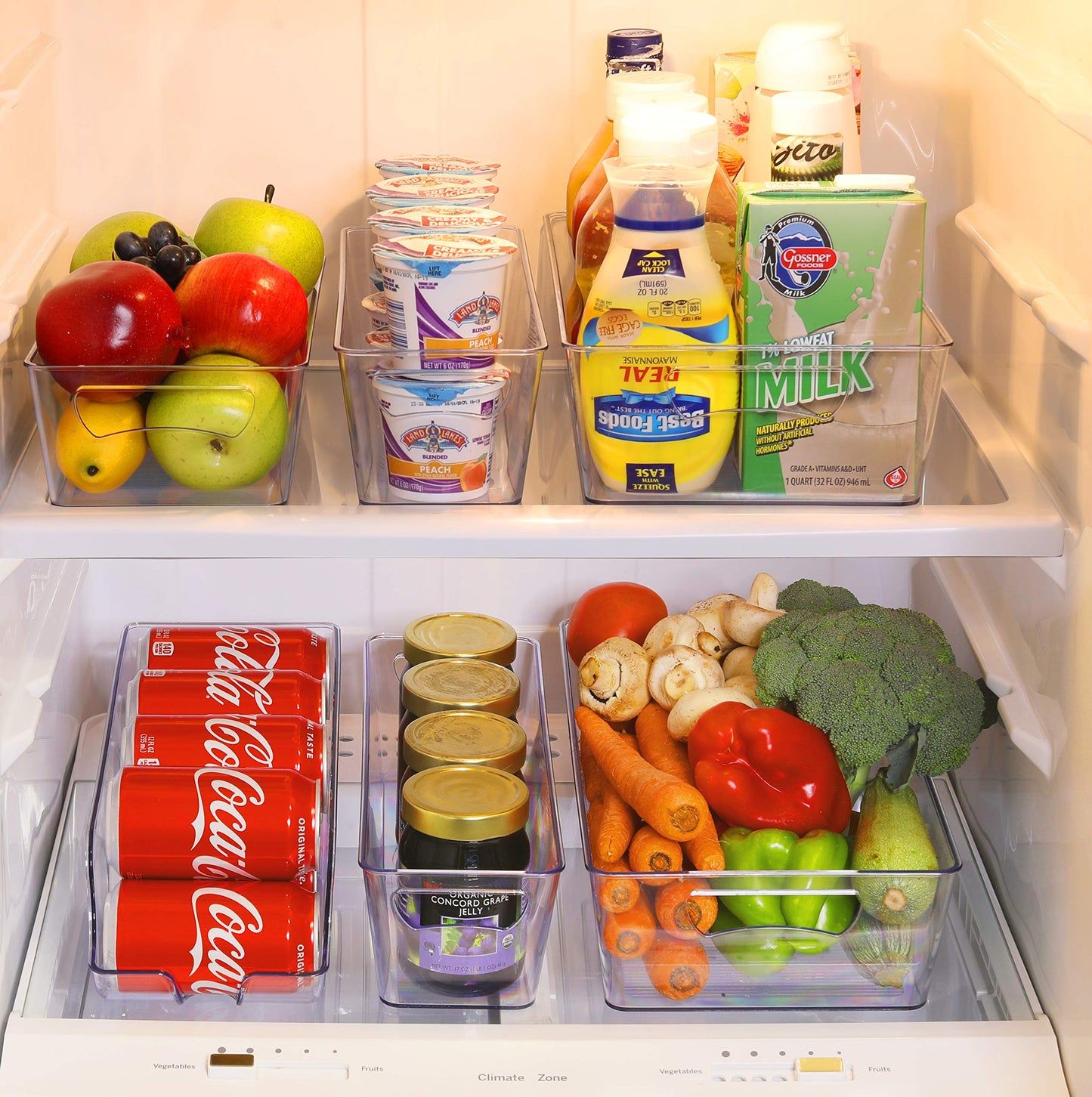 Simple Houseware Refrigerator Storage Organizer Bins, Assorted Set of 6