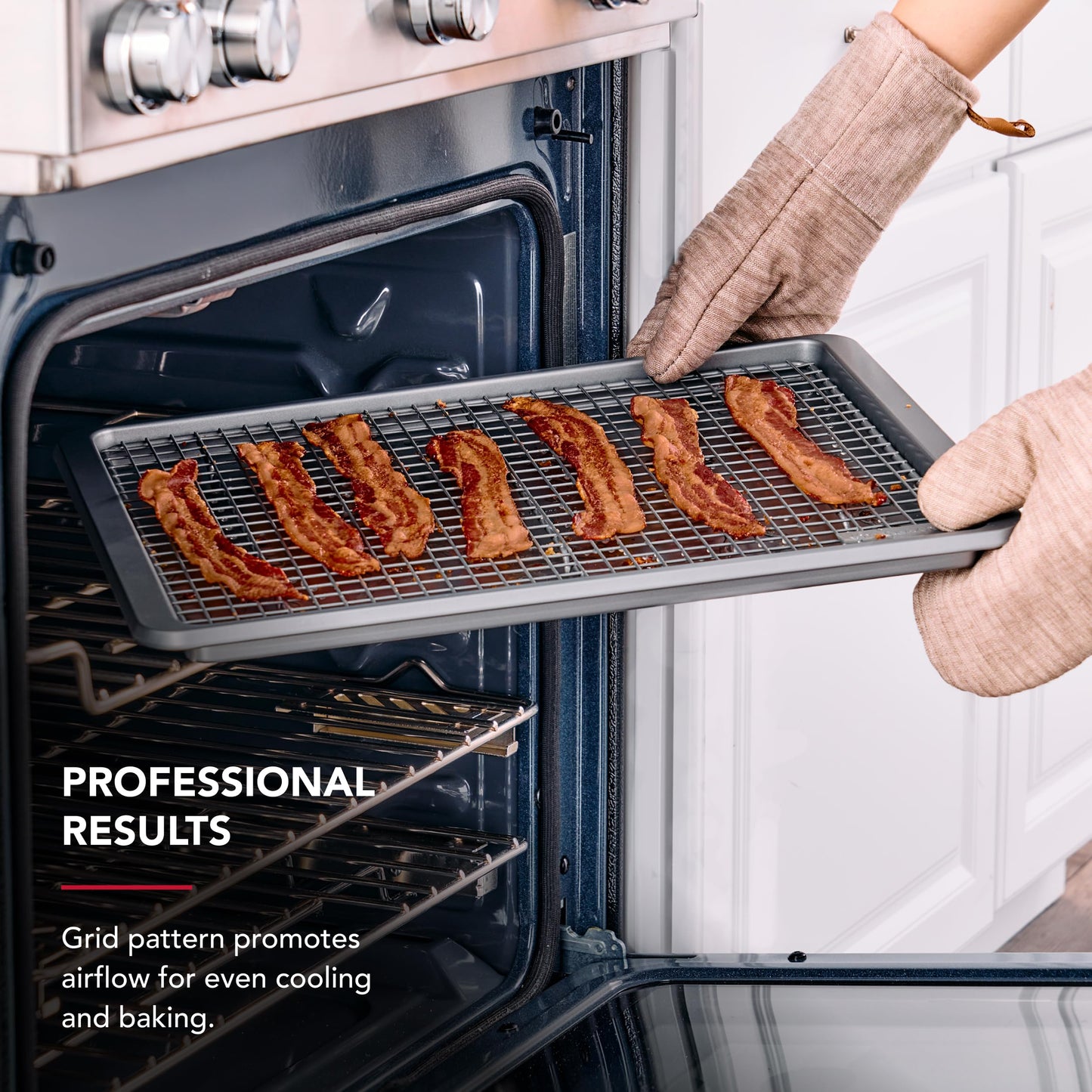 KitchenAid Nonstick Aluminized Steel Cooling Rack, Dishwasher Safe, Contour Silver, 13x18 Inch