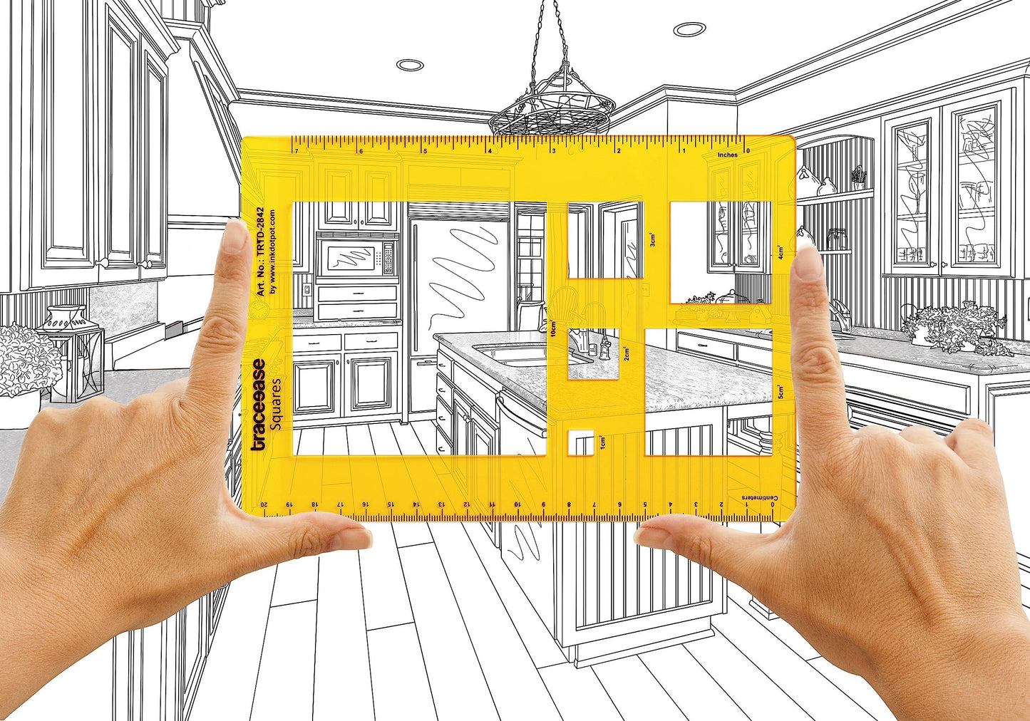 Traceease Trace Simple Trace Stable, Academic Geometric Square Drawing Template, Geometric Diagram Tools for Schools and Colleges, Rectangular Plastic Ruler, 21.5cm x 15.2cm