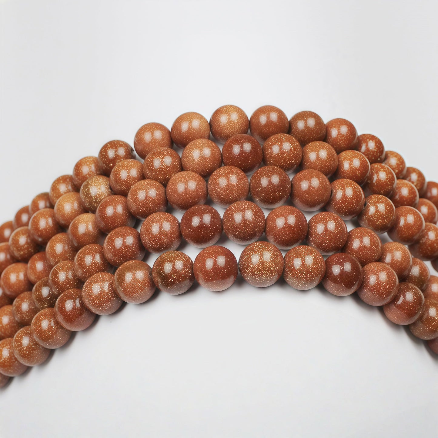 MJDCB AAA Natural Gold Sand Gemstone Loose Round Beads Spacer Beads for Jewelry Making (10mm)