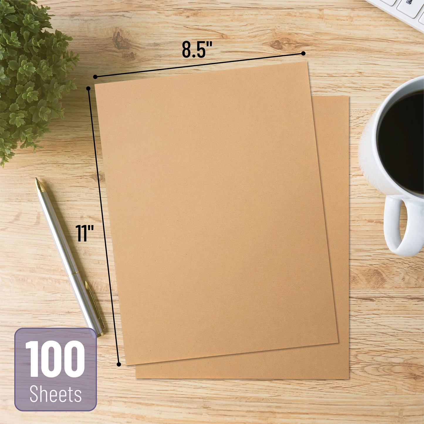 Mr. Pen- Kraft Paper Sheets, 8.5"x 11", 100 Pack, Bulk Brown Printer Paper, Rustic Brown Stationery Paper for Arts, Craft, Drawing, DIY Projects, Invitation, Laser and Inkjet Printer Compatible