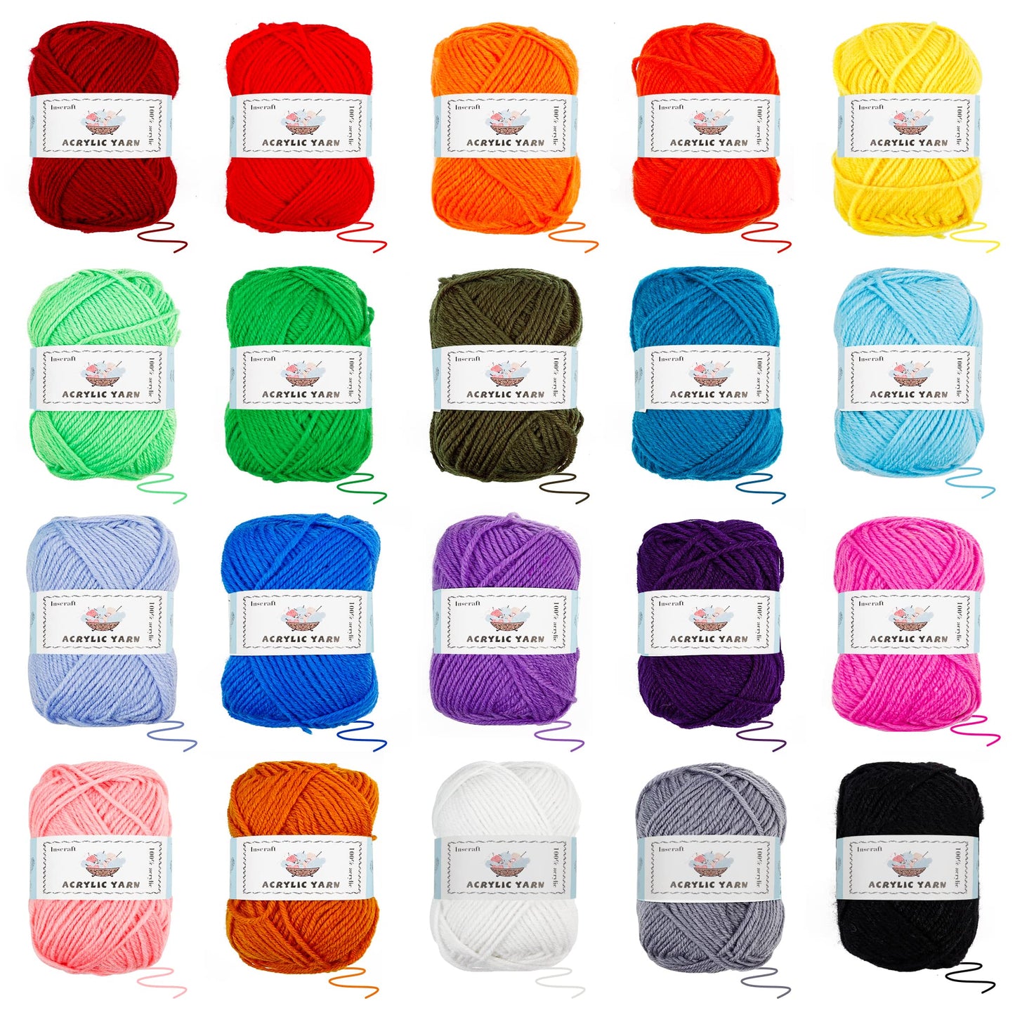 20 Large Acrylic Yarn Skeins-105 PCS Crochet Kit with Hooks Yarn Set, Premium Bundle Includes 2000 Yards Yarn Balls, Needles, Accessories, Ideal Starter Pack for Adults Beginner Professionals
