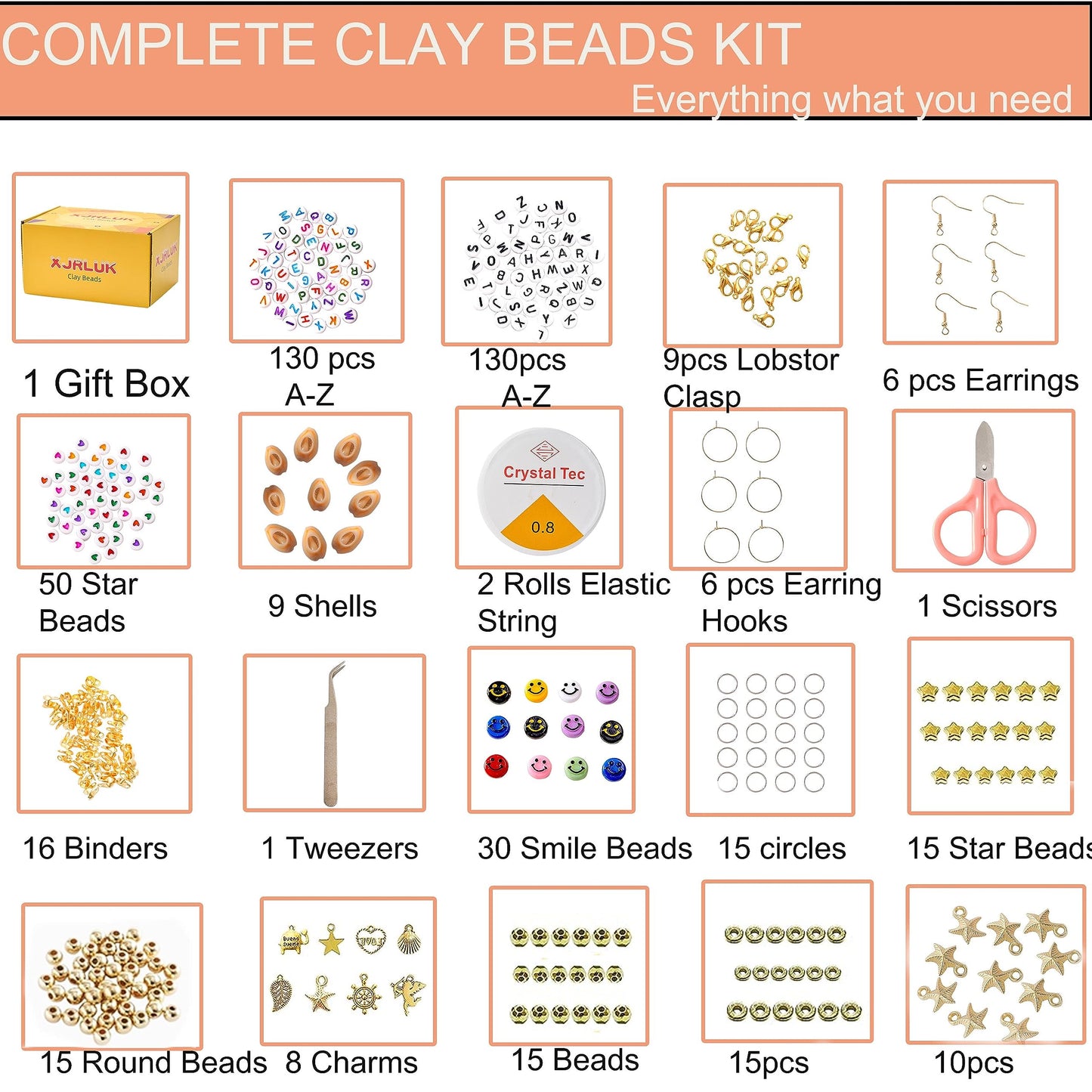 XJRLUK Clay Beads Bracelet Making Kit, 6 Boxes 20000+ PCS 144 Colors Polymer Flat HEISHI Beads Kit for Jewelry Making, Crafts Gift for Christmas Party Gift Craft kit