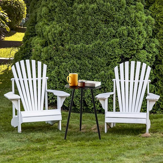 Metal Outdoor Side Tables Set of Two Small Outside Round End Table for Patio Modern Accent Garden Corner Table for Small Spaces, Balcony, Porch, Weather-Resistant, Plant Stand Indoor, Black