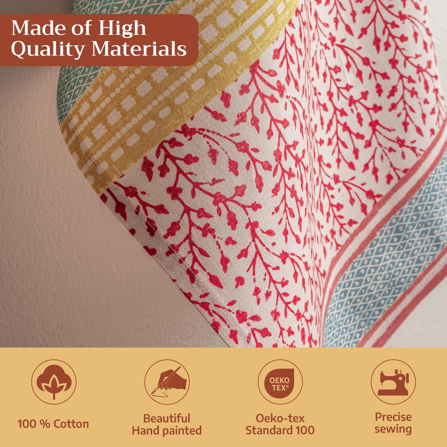 Maison d' Hermine Kitchen Towels Set of 3 100% Cotton 27.50" x 20" Reusable Cloth Tea Dish Towels Absorbent with Hanging Loop for Kitchen Gifts for Mothers Day Spring/Summer (Marquise)