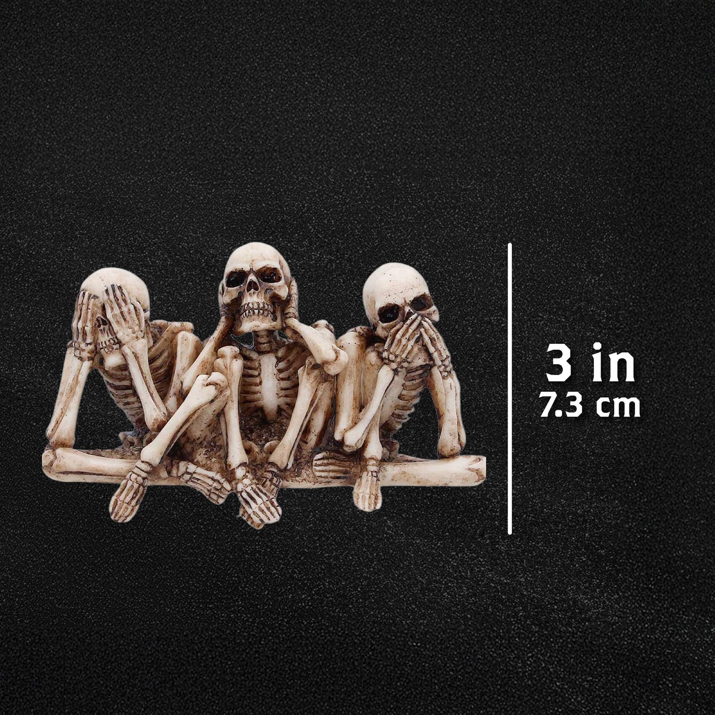 Nemesis Now Three Wise Corpse Figurines 7.3cm – Gothic Skeleton Home Decor, See Hear Speak No Evil, Hand Painted Resin Statue, Gifts for Collectors