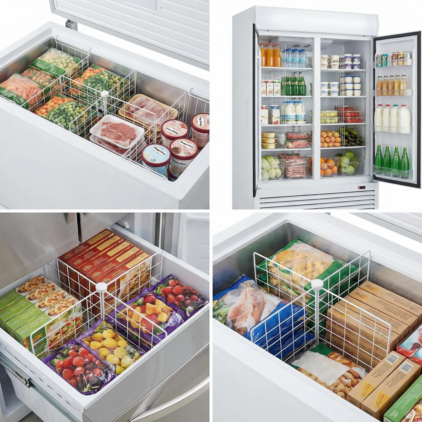 BESTYASH Freezer Organizer Divider Adjustable Chest Freezer Organizer with Breathable Layered Mesh for Refrigerator and Freezer Food and Beverage Storage 15.9X15.9X12.6 Inches
