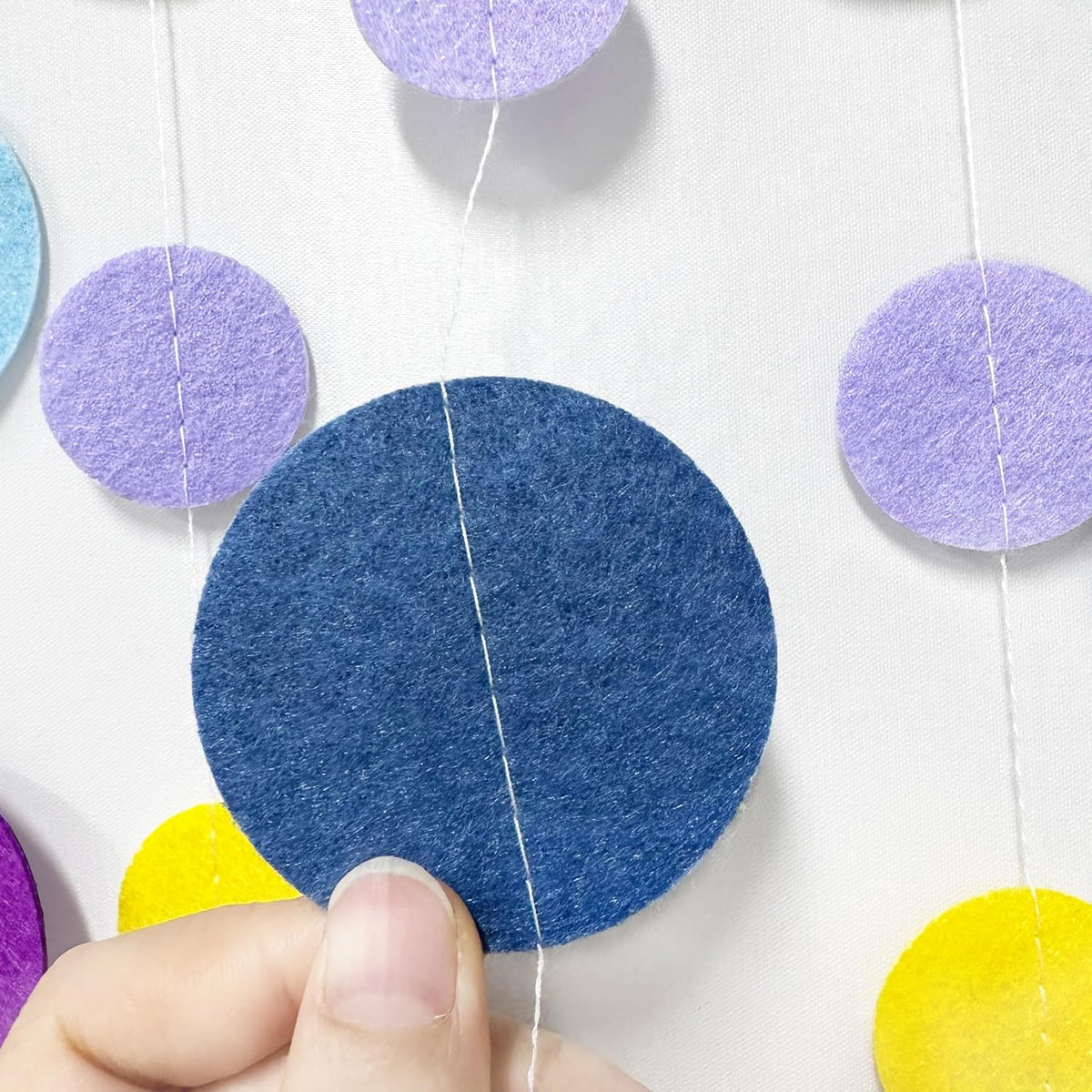 Oh Happy Day Decorations Navy Blue Yellow Purple Pink Boho Felt Circle Dot Garland Hanging Polka Dot Streamer for Classrooms Preschool Everyone is Welcome Homeschool Nursery Birthday Baby Shower Decor
