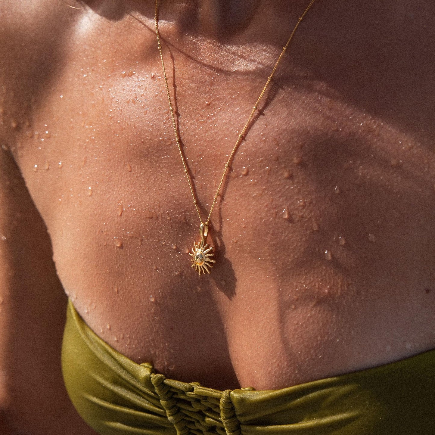 Purelei® Sun Necklace: Waterproof & Adjustable, Chain with sun pendant, 20 to 22 inch adjustable length, 18K Gold plated stainless steel