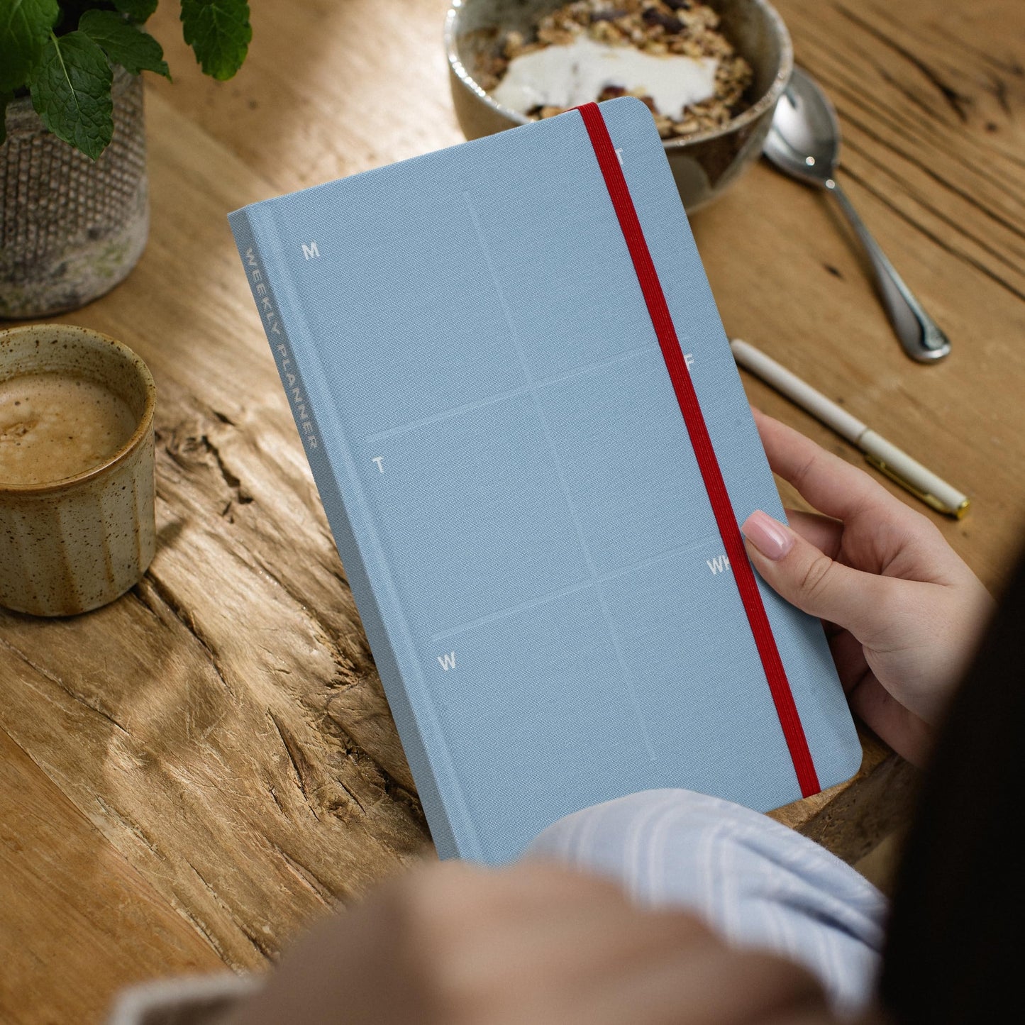 Kunitsa Co. Undated Planner - Hardcover, with Habit Tracker & Goal Setting - Weekly, Full Year (Blue)