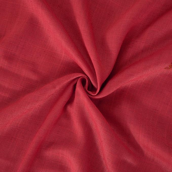 BGment Short Red Linen Curtains 48 Inch Length for Windows, Light Filtering Drapes Semi Sheer with Rod Pocket for Small Bedroom Living Room Lightweight, 2 Panels Set, Each 42 Inch Wide