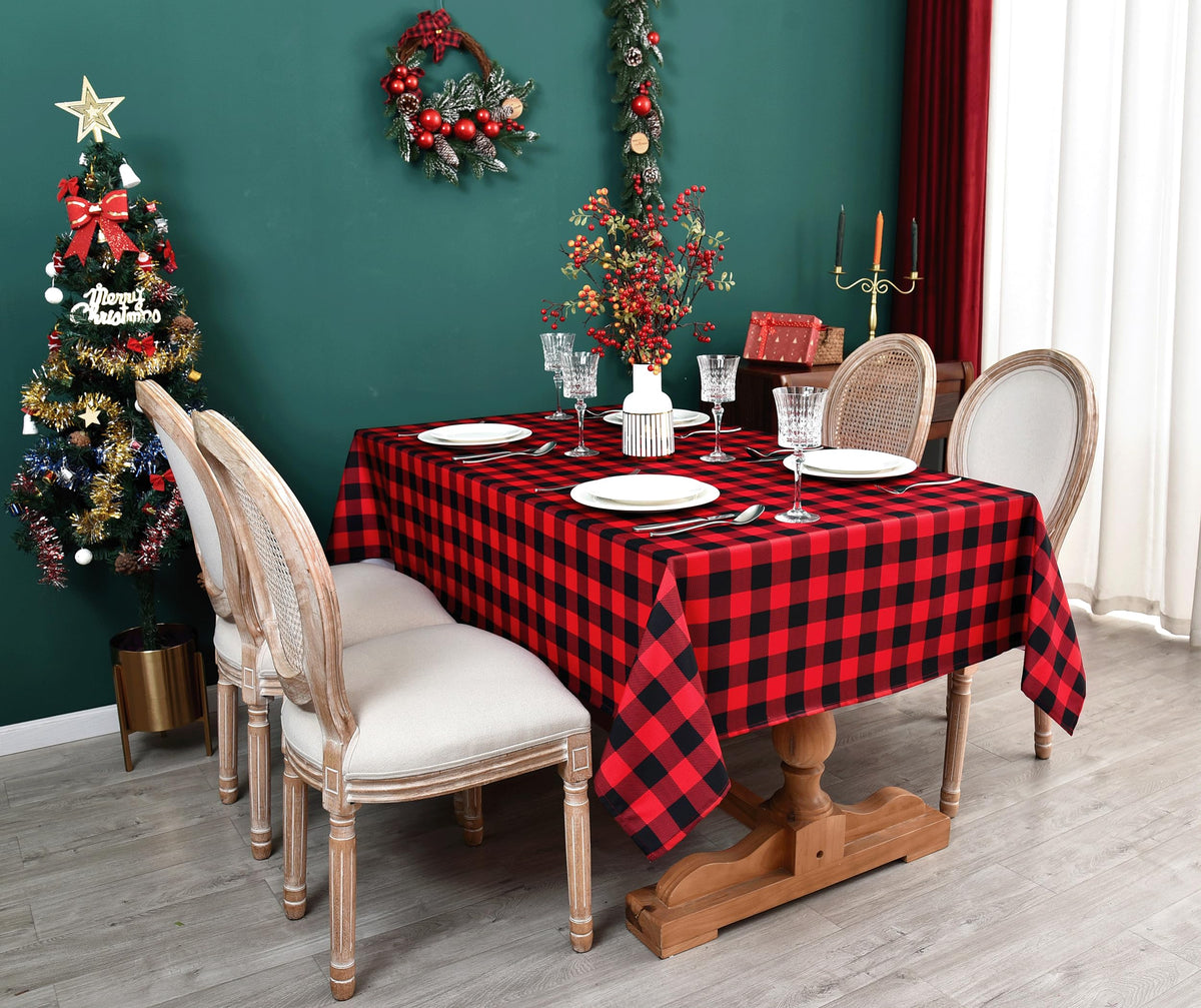Waterproof Christmas Plaid Tablecloth Fabric
