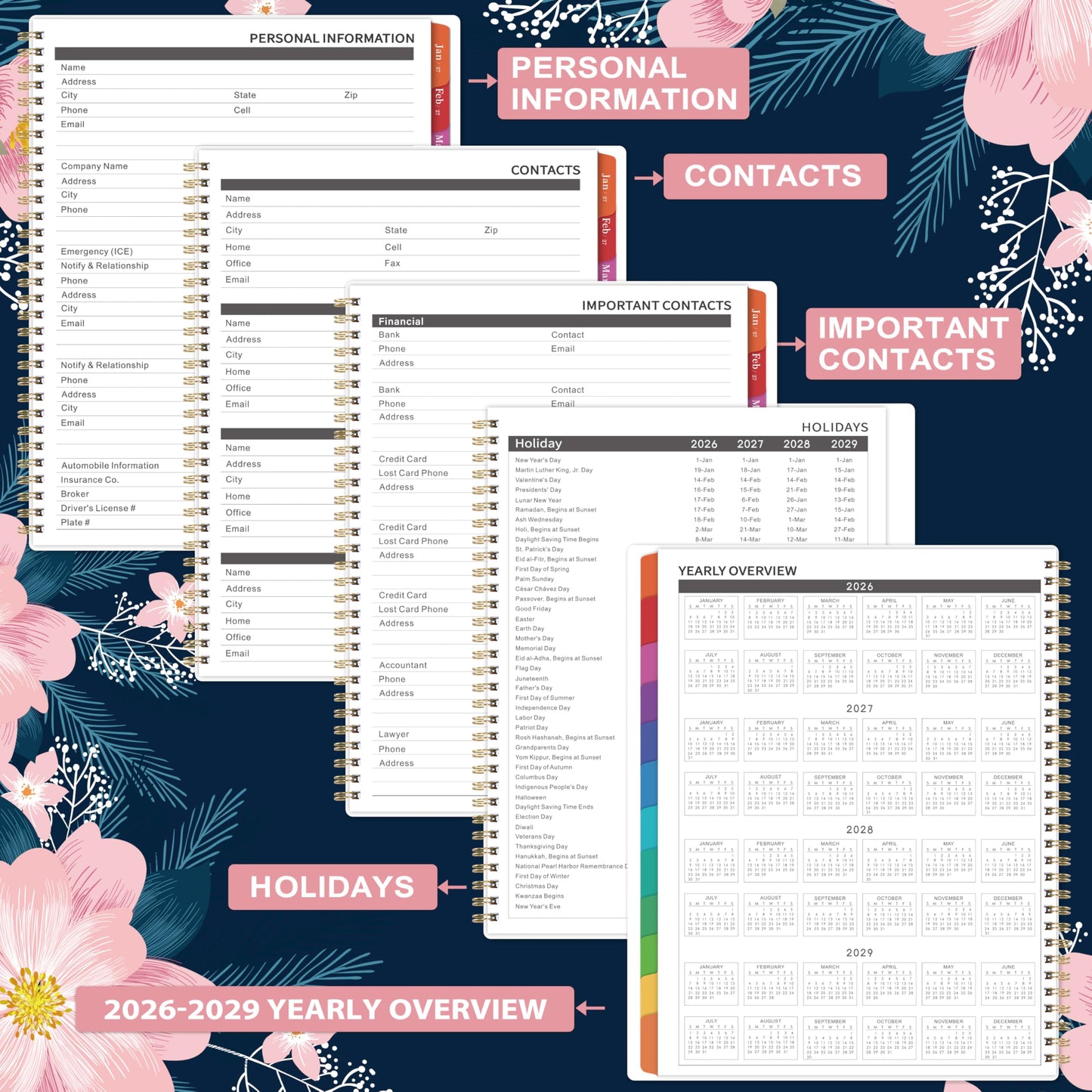 2026-2029 Monthly Planner - July 2026 - June 2029, 3 Year Months Planner, 9" x 11", Notes Pages, 36 Colorful Monthly Tabs, Back Pocket