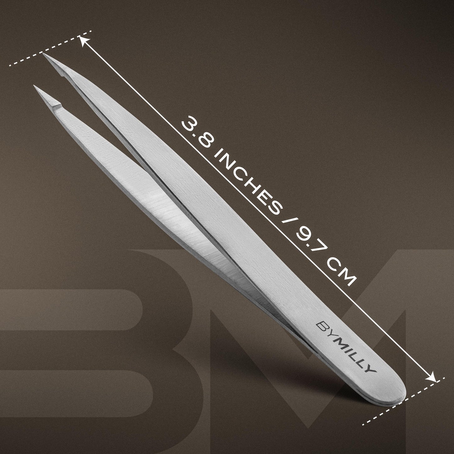 By MILLY Pointed Tweezers | High Carbon Stainless Steel Needle Nose | Fine Point Precision Hair Removal | Perfectly Aligned & Hand-Filed Sharp | Silver