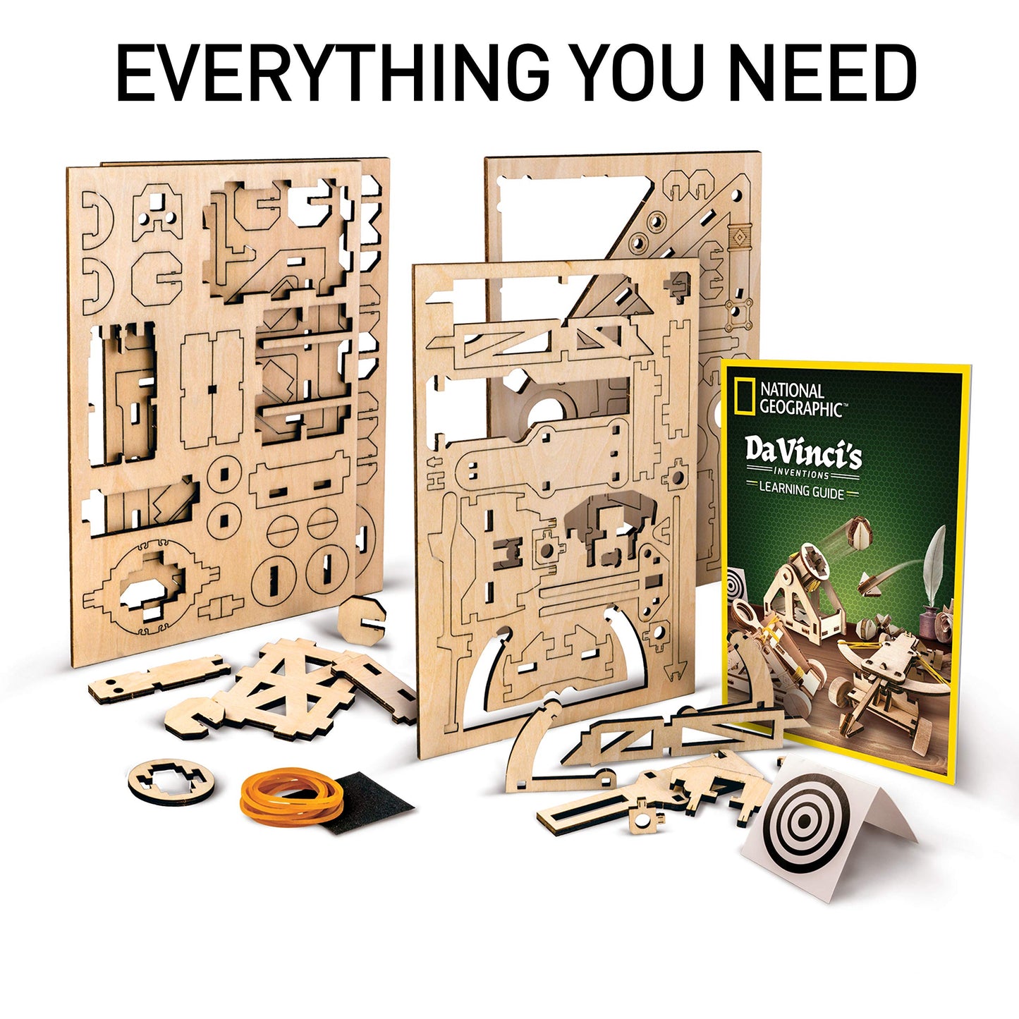 National Geographic Da Vinci Model Kit - Catapult Kit for Kids, 3D Puzzle Building Toy for Boys and Girls, Wood Building Kit for Kids, A Great STEM Project, Engineering Model Kit