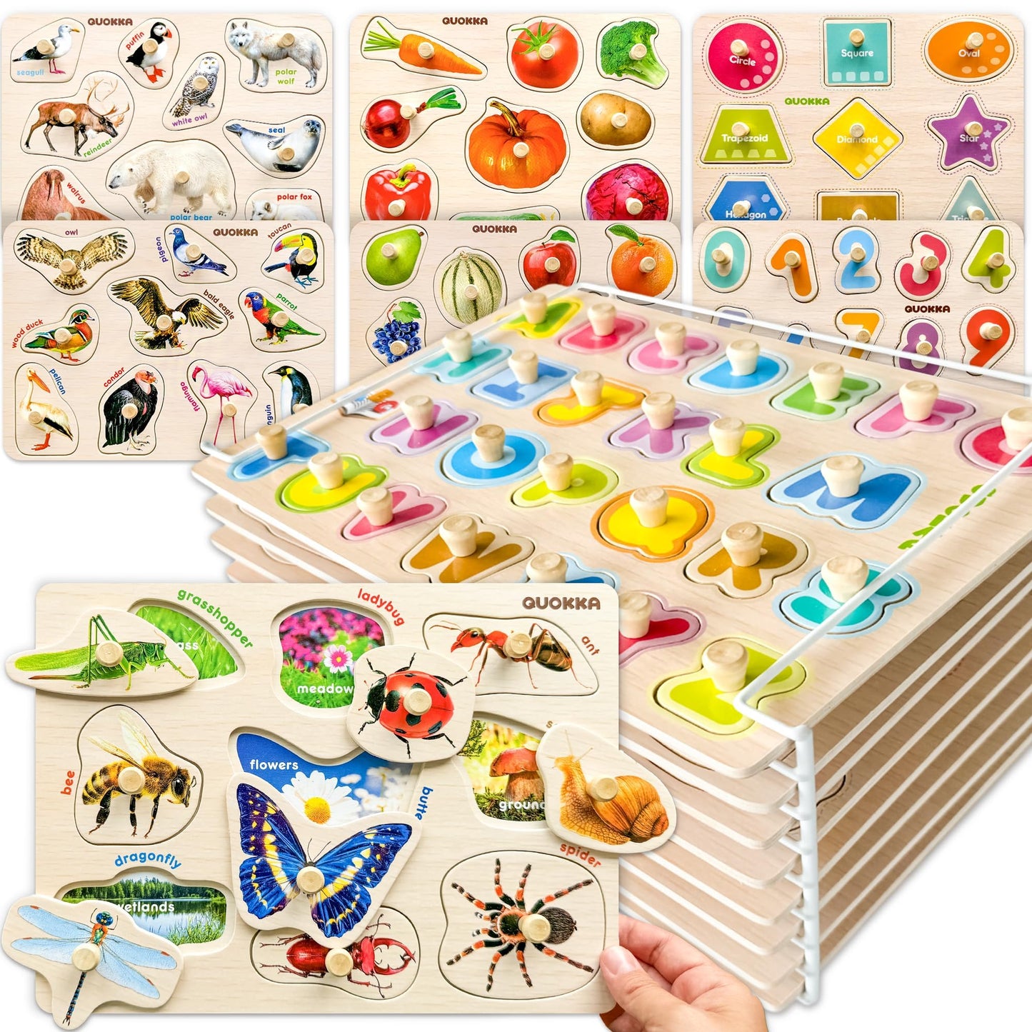 QUOKKA Wooden Blocks & Puzzles for Toddlers
