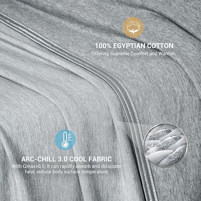 Elegear Revolutionary Cooling Blanket Throw, Absorbs Heat to Keep Body Cool for Night Sweats, Arc-Chill 3.0 Cool Fiber Q-Max>0.5 for Hot Sleepers, Lightweight Summer Cold Blankets for Sleeping, Grey