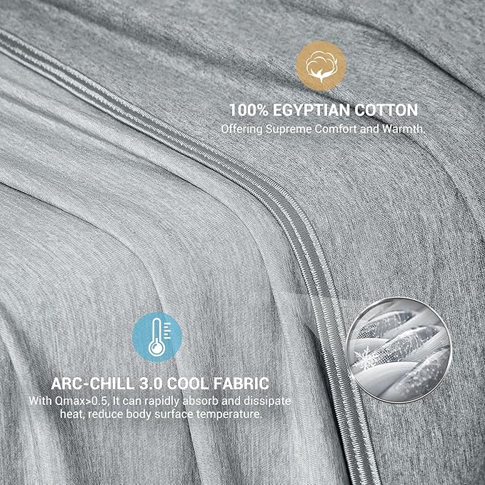 Elegear Revolutionary Cooling Blanket Twin, Absorbs Heat to Keep Body Cool for Night Sweats, Arc-Chill Cool 3.0 Fiber Q-Max>0.5 for Hot Sleepers, Lightweight Summer Cold Blankets for Sleeping, Grey