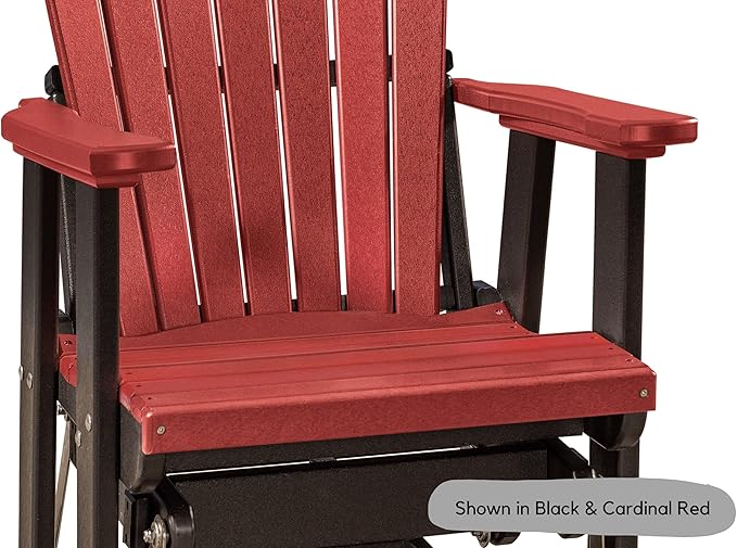 DutchCrafters Slat Fan Back Poly Adirondack Swivel Glider Outdoor Patio Chair (Black & Weatherwood)
