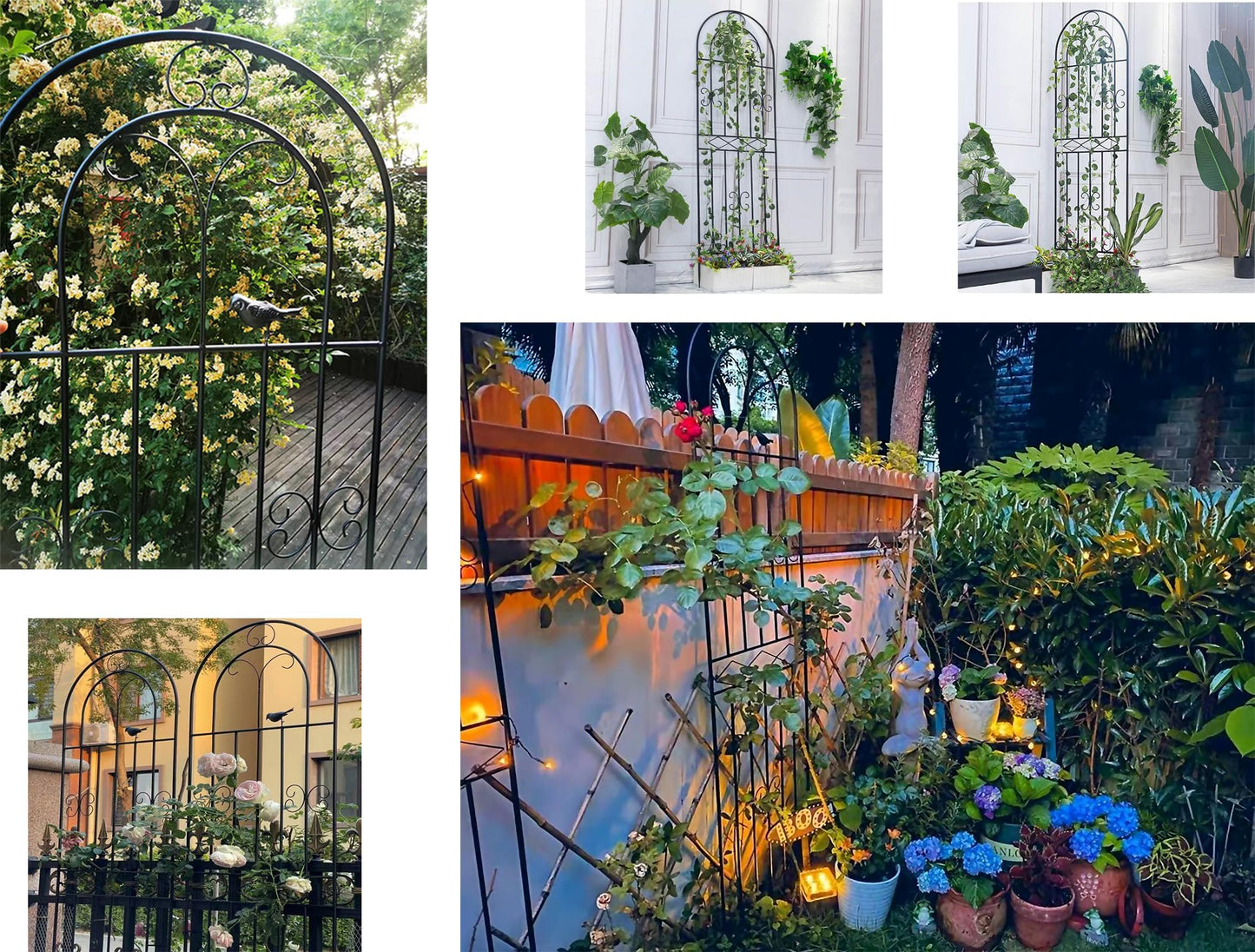 Macteyia 2 Pack 70.8" H x 19.7" W Metal Garden Trellis with Black Coating, Wire Lattice Grid Panel for Climbing Plants Outdoor Roses Vine Cucumbers Vegetables Flower Support (70.8" H, 2 Pack)