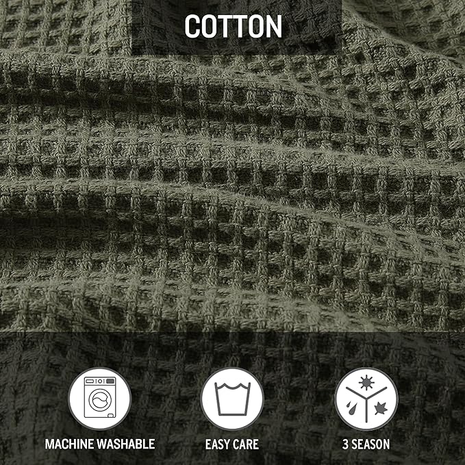Eddie Bauer Blanket Soft Waffle Weave Bedding, Medium Weight Bedroom Decor, Softens Every Wash, Twin, Green