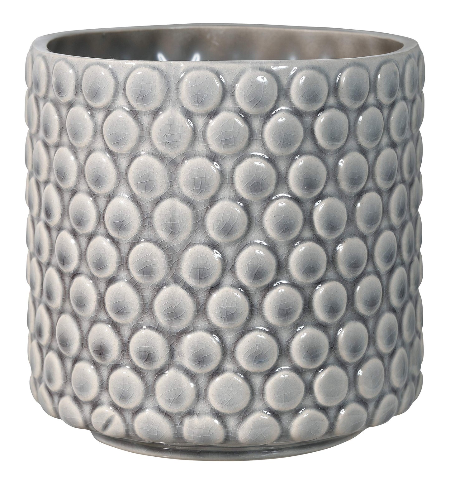 Bloomingville Stoneware Flower Pot with Polka Dots, Grey Planter, 5", Multi