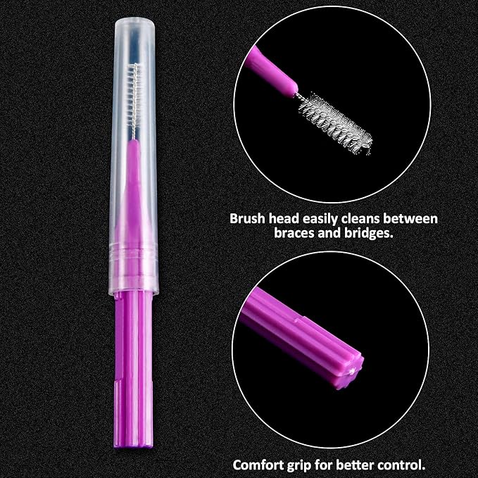 Patelai 50 Pieces Braces Brush for Cleaner Interdental Brush Between Teeth Toothpick Flosses Dental Flossing Head Oral Hygiene Tooth Cleaning Tool(Assorted Color)