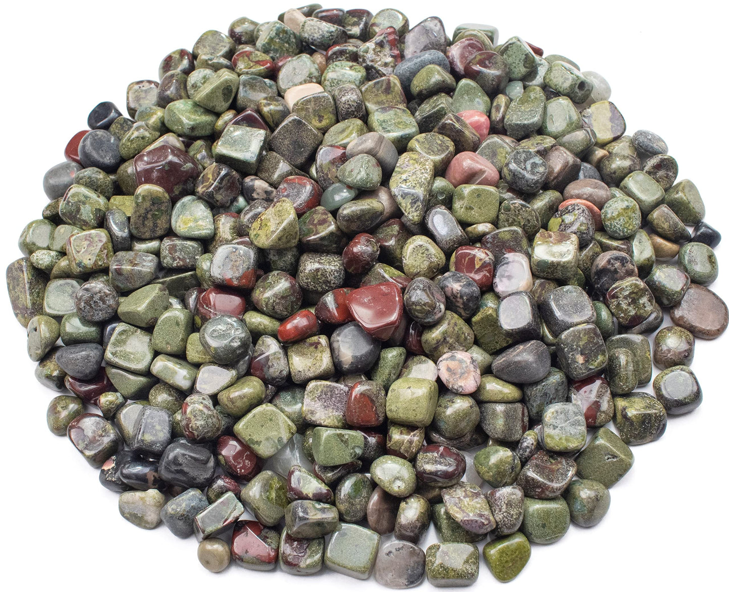 Crocon 1LB Dragon Bloodstone Tumbled Stones and Crystals bulk 2000+ Carats Natural Crystal Kit for Reiki Healing Crystals Polished Tumble Stones Chakra Reiki Balancing Gift Home Decor DIY Crafts