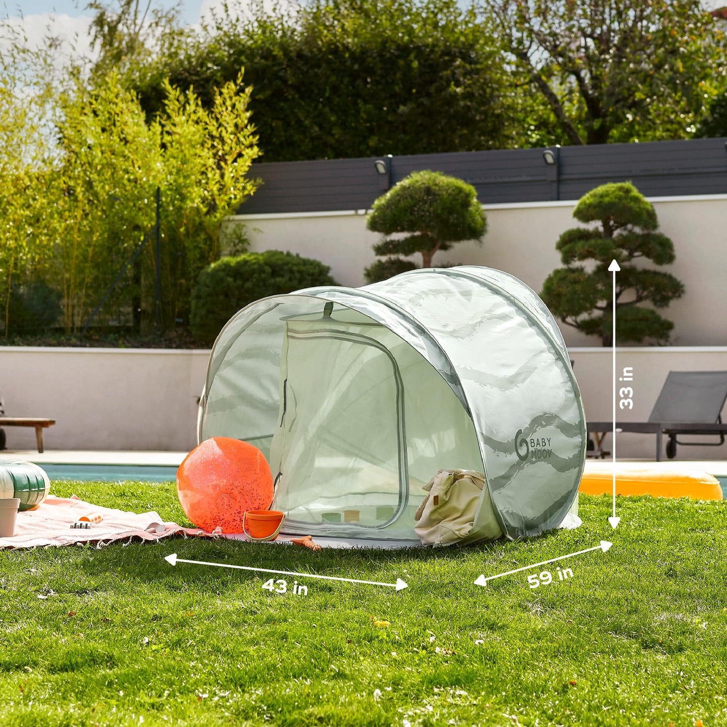 Babymoov Moov & Protect Anti-UV Cooling Beach Tent for Babies with Integrated Mosquito Net, Portable, Green Lagoon (Summer 2025 Edition)