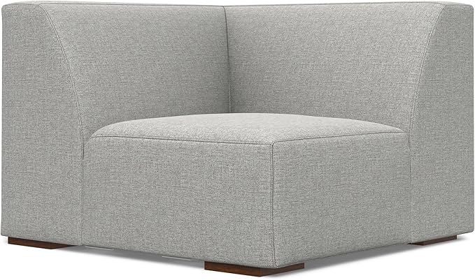 SIMPLIHOME Rex Corner Sectional Modular Sofa in 100% Recycled Polyester Tightly Woven Performance Fabric, Pale Grey, 116-inches Wide, Handcrafted Modern-Style L-Shaped Couch for Living Room