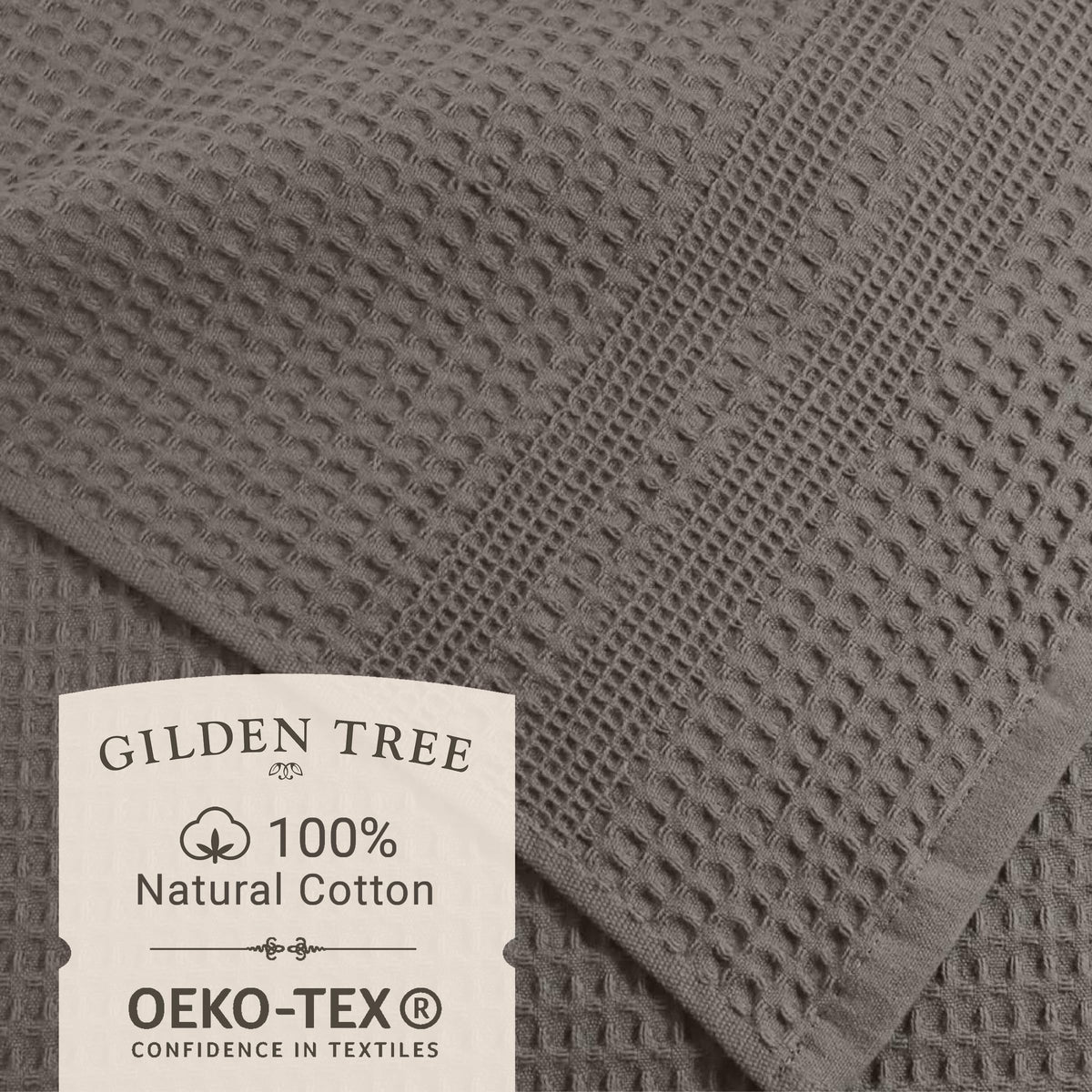 Waffle Hand Towels for Bathroom Quick Dry Towel Super Absorbent Thin 100% Cotton Lint Free (2 Count)
