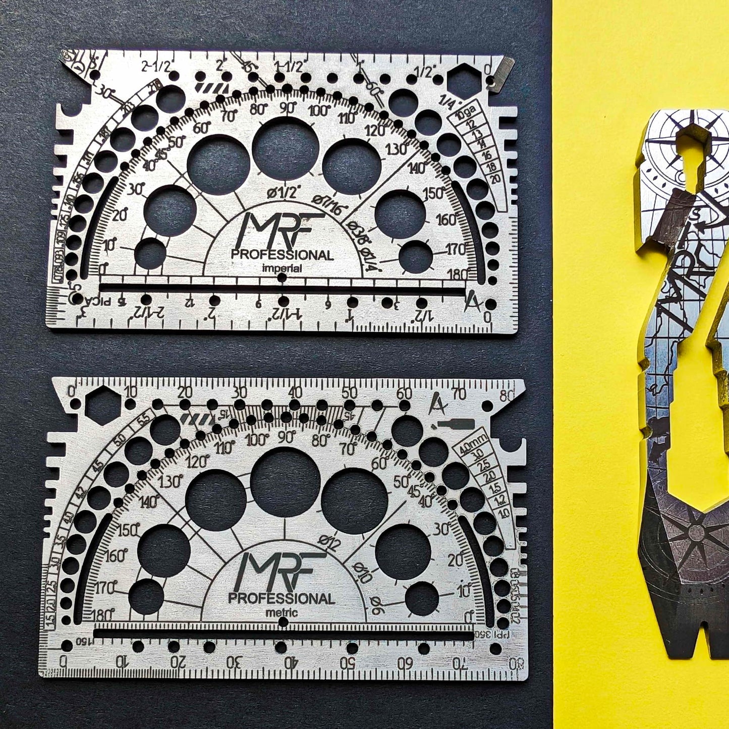 MRF Card Multitools Professional – 24-in-1 Titanium Multitool for Workshop & Field – Compact EDC for Engineers, Mechanics & Woodworkers – Pocket Multi Tool with Bottle Opener | TSA Approved