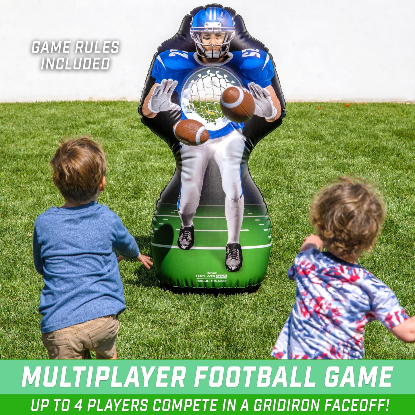 GoSports Football Toss Game for Kids - 4 ft Inflatable Receiver Touchdown Toss Game