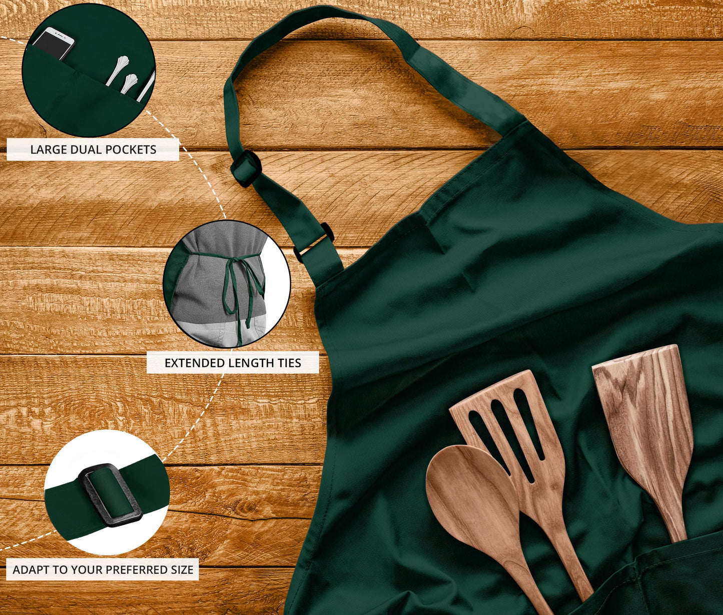 Utopia Kitchen 10 Pack Bib Apron, Unisex Adjustable Aprons with 2 Pockets, Waterdrop Resistant Cooking Kitchen Chef Apron for Men Women