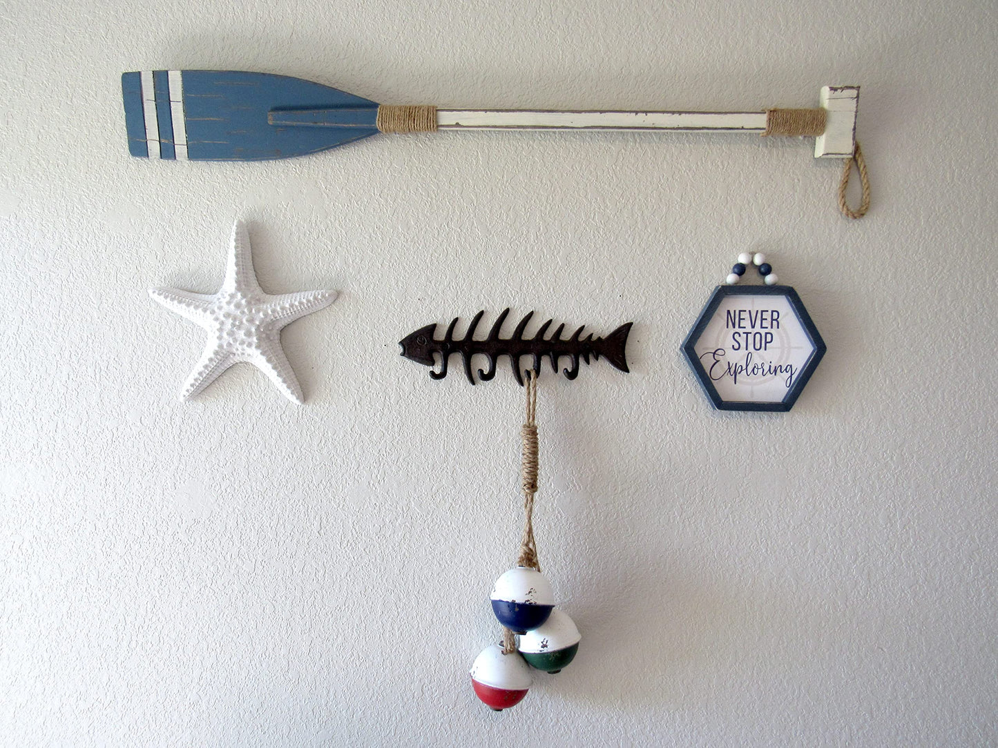 Wallcharmers Large Fish Bone Key, Leash, & Towel Holder | Nautical Home & Wall Decor