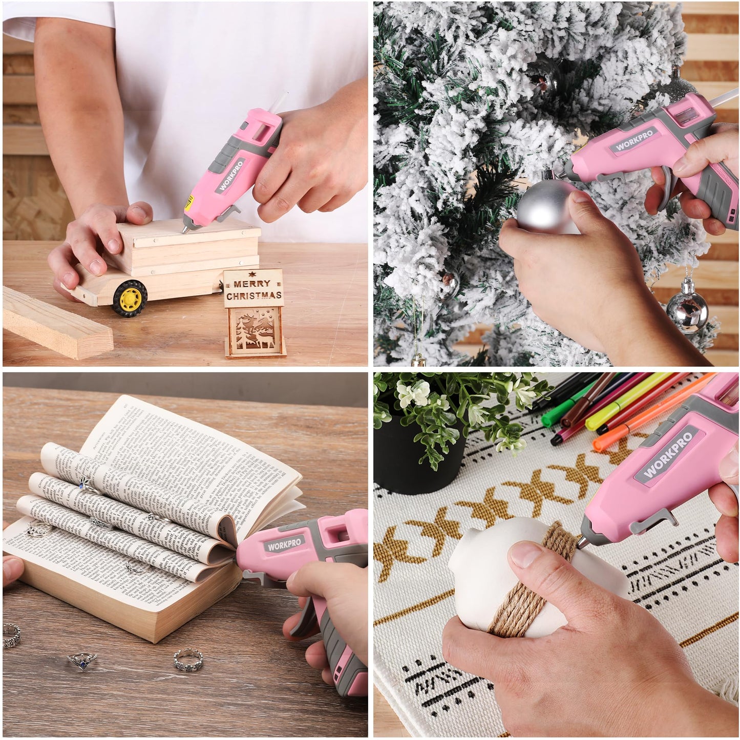 WORKPRO 3.6V Cordless Hot Glue Gun (Upgrade), Fast Preheating, Smart Power-Off, USB-C Rechargeable Glue Gun, Less-drip Hot Glue Gun Kit with 20 Pcs Premium Mini Glue Sticks for DIY, Crafting and Arts