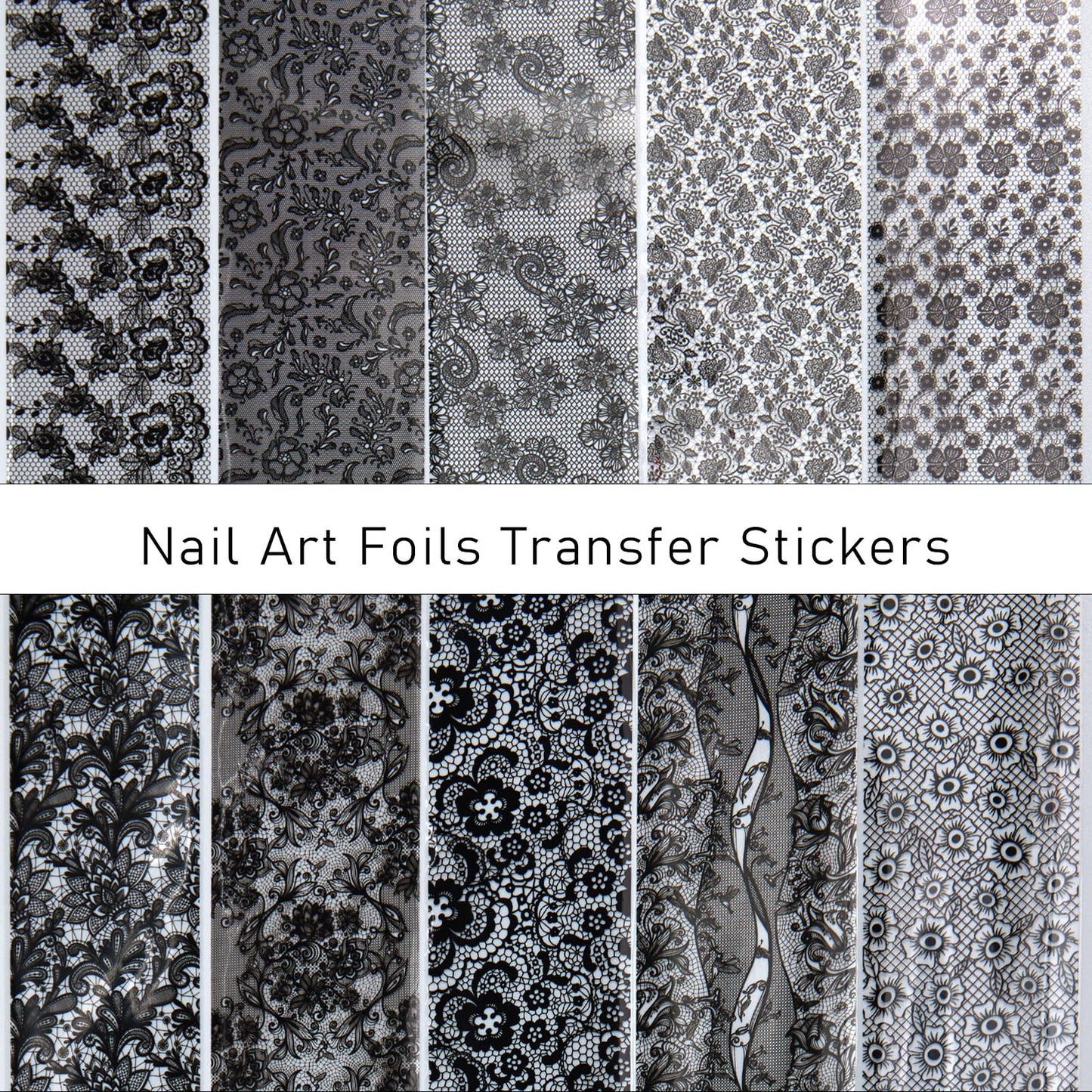 SILPECWEE 20 Rolls Lace Nail Foil Transfer Sheets - Nail Art Foil for Acrylic Nails Lace Nail Wraps Stickers for Nails Decorations, DIY Crafts, Resin Jewelry