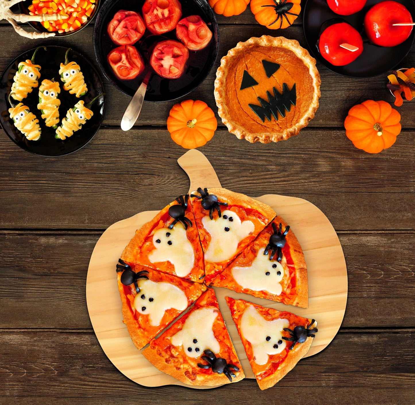 Halloween Pumpkin Shaped Wood Decorations Board Gothic Charcuterie Wooden Boards Serving Platter Tray for Thanksgiving Holiday Home Kitchen Party Decor