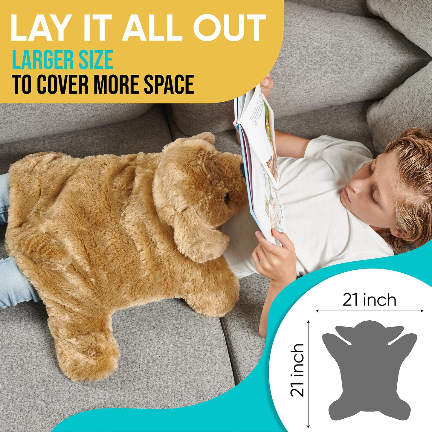 FRIENDLY CUDDLE Weighted Lap Blanket for Kids & Adults – Kids Weighted Blanket – ASD, Sensory Processing Weighted Stuffed Animals Dog Toy – Microwavable Weighted Lap Pad for Kids, 5 Lbs.