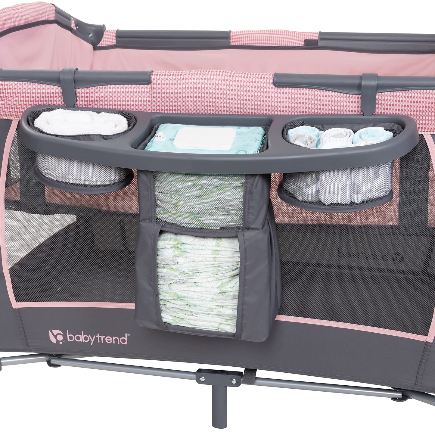 Baby Trend Passport Carriage Travel System with Bassinet, Changing Table, Toys, and Music Center, Dash Pink
