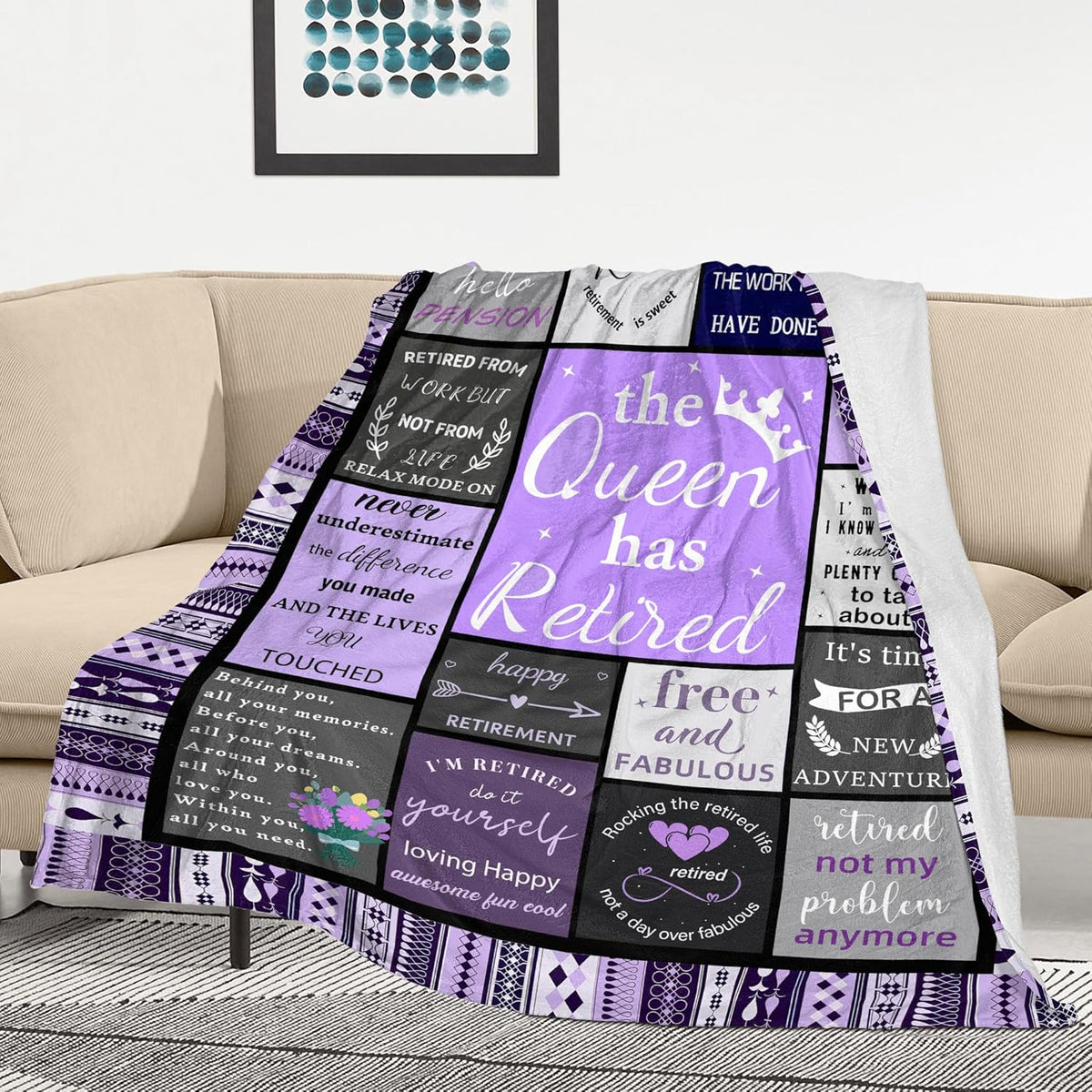Retirement Gifts for Women 2025, Best Retirement Gifts Ideas, Cool Retirement Gifts, Retired Gifts for Women, Goodbye Farewell Gifts for Coworkers Woman, Coworker Leaving Gift Purple Blanket 60”X50”