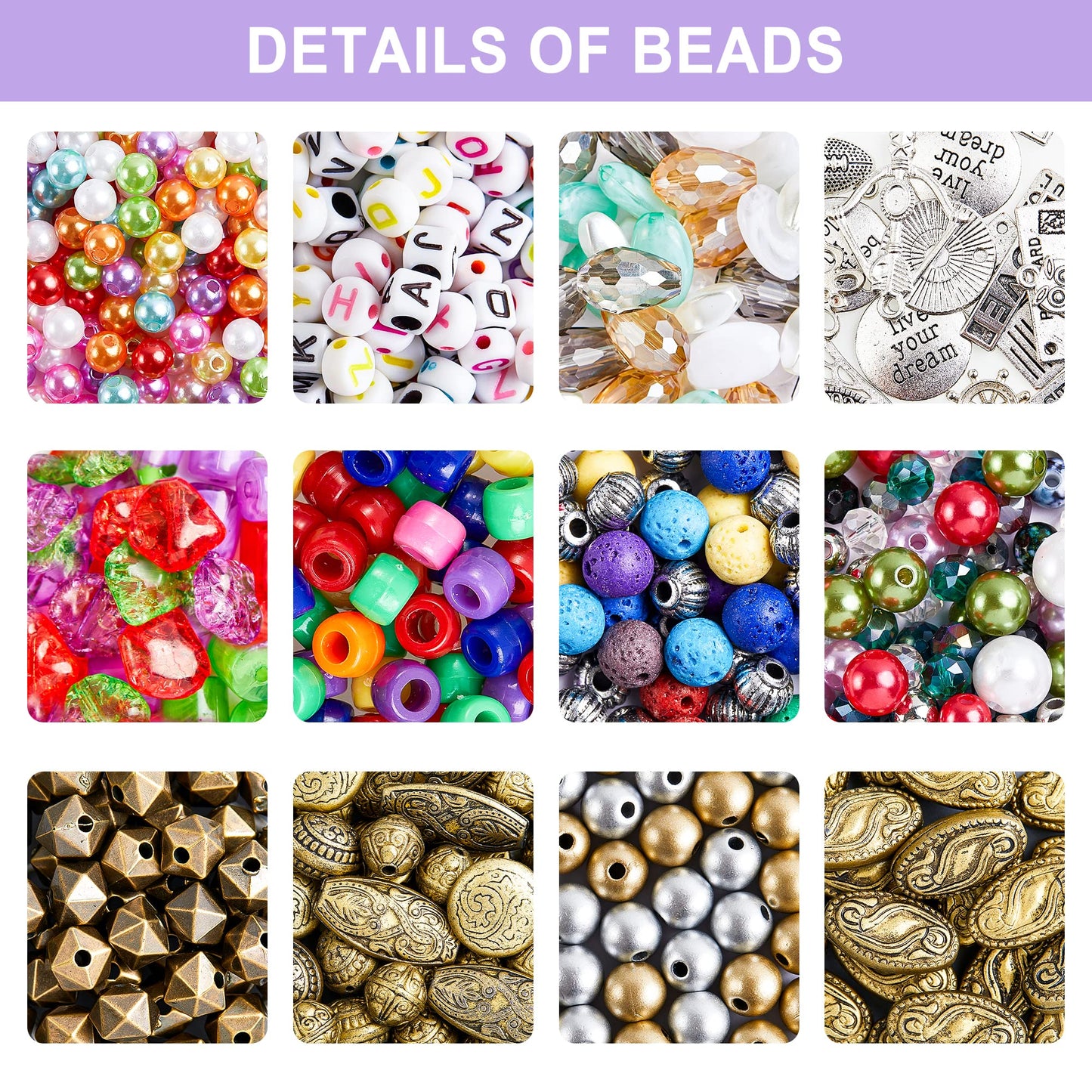 Jewelry Making Kit, 1960 pcs, Supplies Includes Beads, Instructions, Findings, Wire for Bracelet, Necklace, Earrings Making Kit for Adults by Inscraft