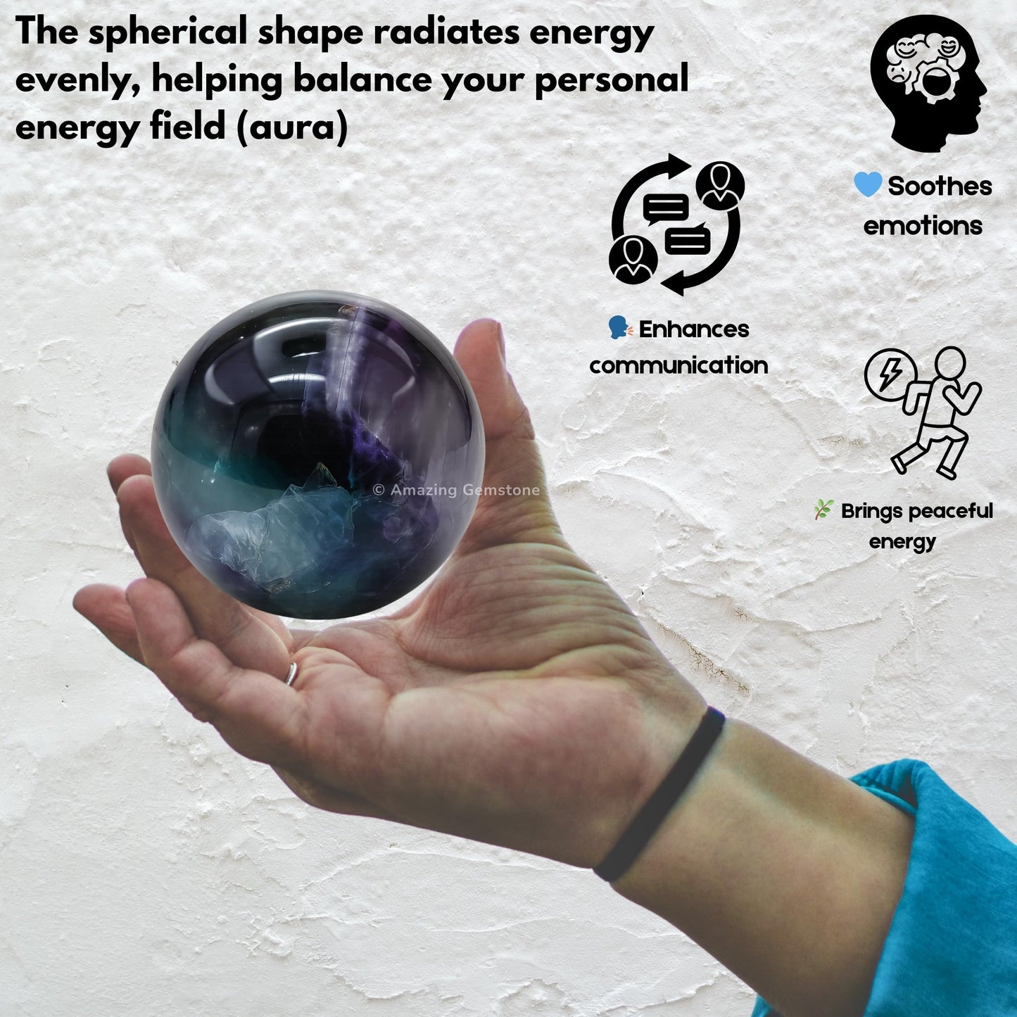 Amazing Gemstone Fluorite Crystal Ball with Stand - 2 Inches Crystal Sphere Meditation Balls for Witchcraft and Decorative Balls