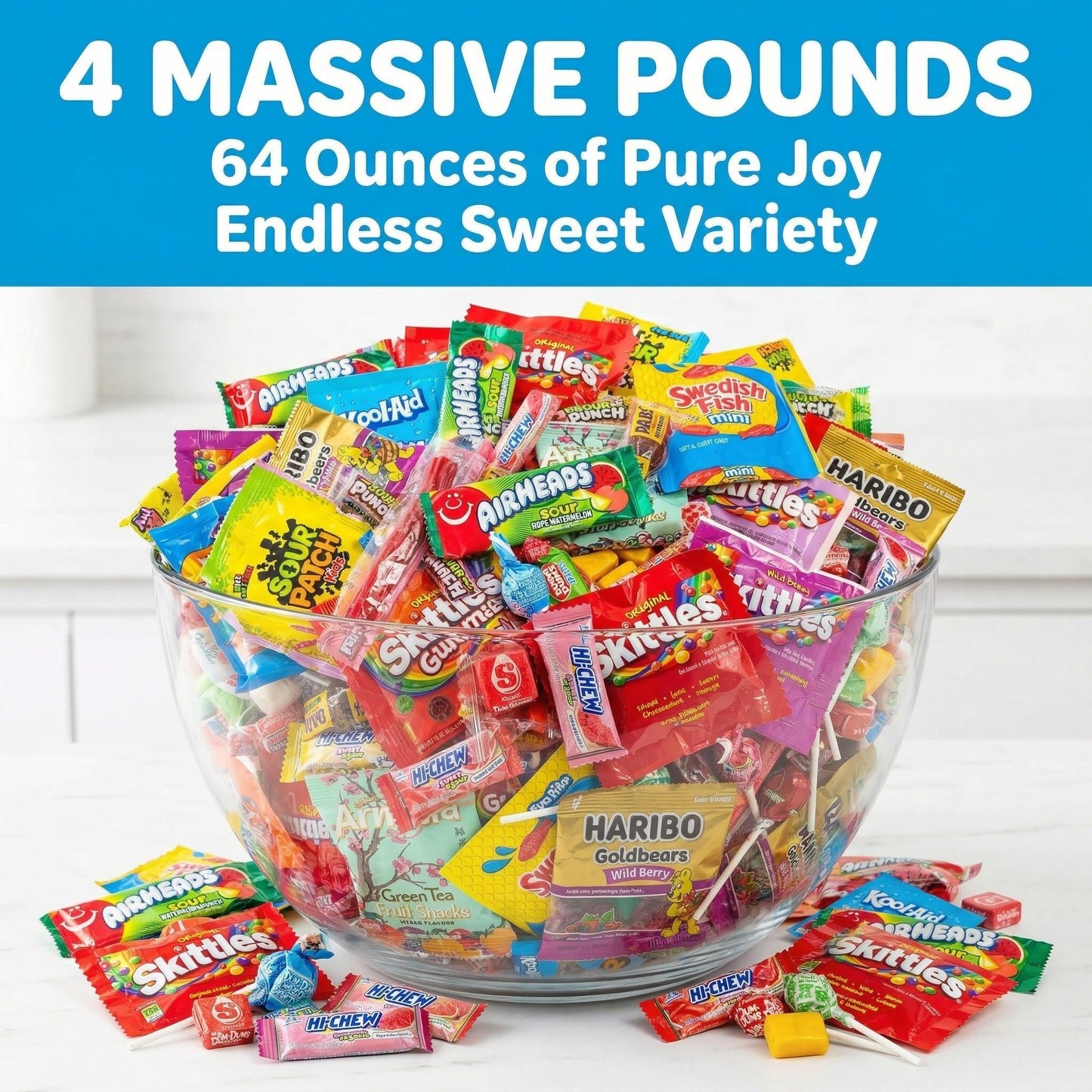 Candy Variety Pack - Assorted Candy Party Mix - 4 LB Bag - Sweets Assortment - Bulk Individually Wrapped - Pinata Candies - Mixed Candies - Queen Jax - Deluxe Mix