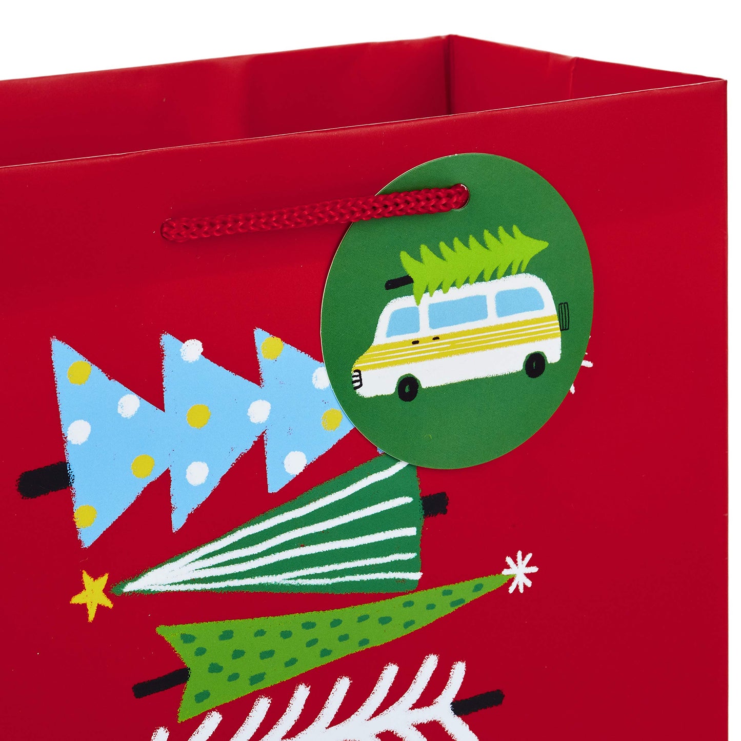 Hallmark 9" Medium Christmas Gift Bag Bundle (Pack of 6; Little Houses and Trees, MerriestChristmas, Vintage Van with ChristmasTrees) - 5XGB4890