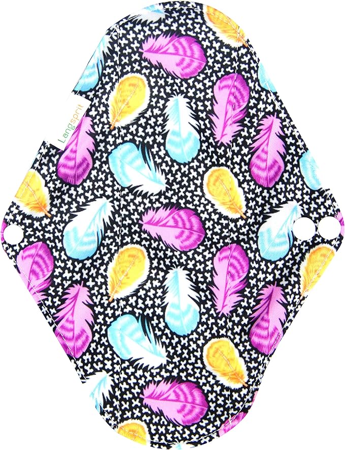 7pcs Set 1 pc Mini Wet Bag +6pcs Absorbent Reusable Sanitary Pads/Washable Cloth Menstrual Pads (M,Feather)…