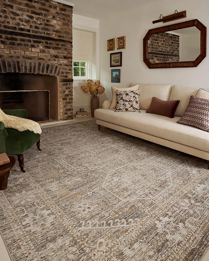 Loloi Chris Loves Julia Ida Collection IDA-01 Taupe/Multi 2'-3" x 3'-10", .19" Pile Height, Accent Rug