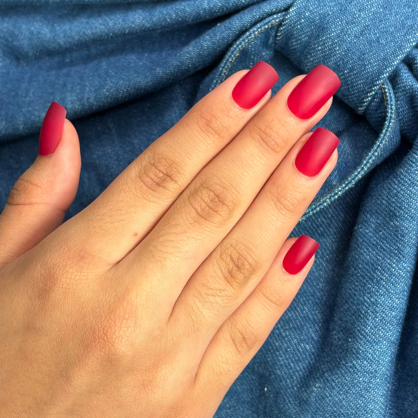 VINTAGE RED Press-On Nails by Lavaa Beauty | Medium Square | Red Matte Square Nails