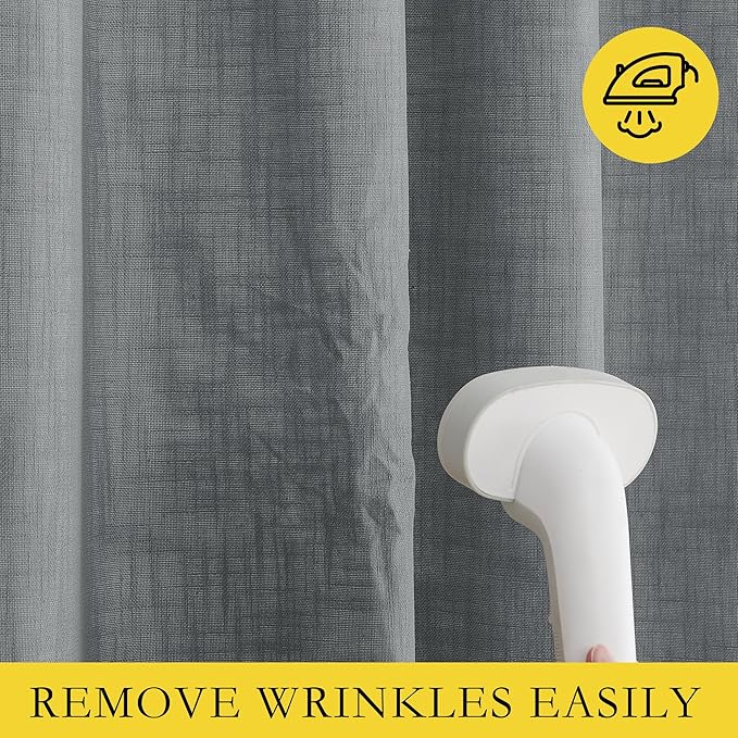 NICETOWN 100% Absolutely Blackout Linen Curtains with Thermal Insulated White Liner, Dove Grey, W52, 2 Pieces, Noise Reducing Textured Linen Look Curtains for Windows 120 inch Length for Classroom