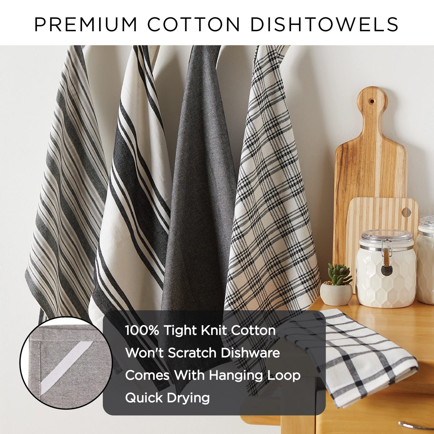 DII Assorted Woven, Kitchen Dishtowel Set, 18x28, Honey Gold, 5 Piece